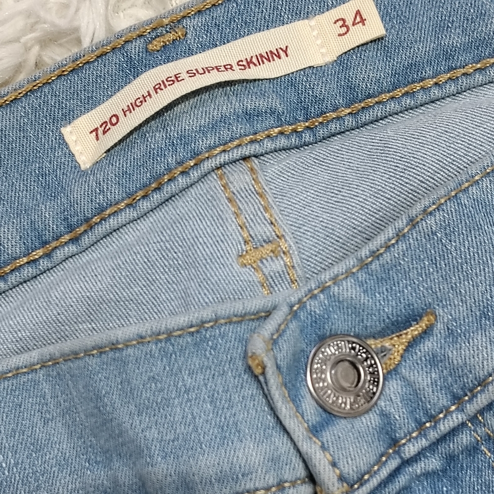 Levi's Women's 720 High Rise Super Skinny Jeans Blue Size 18 W34 L28 - Picture 9 of 12
